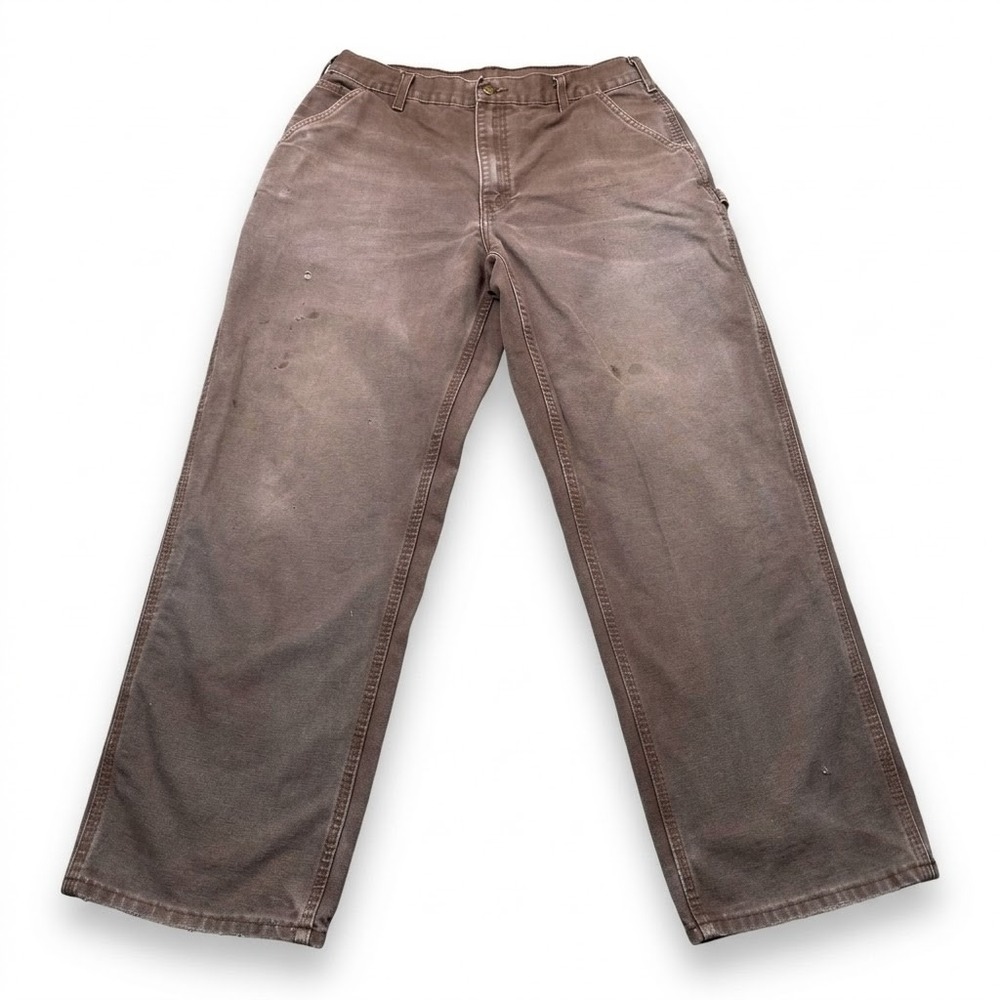 Carhartt B11 DKB Brown Duck Canvas Carpenter Pants Mens 36x32 Distressed Work